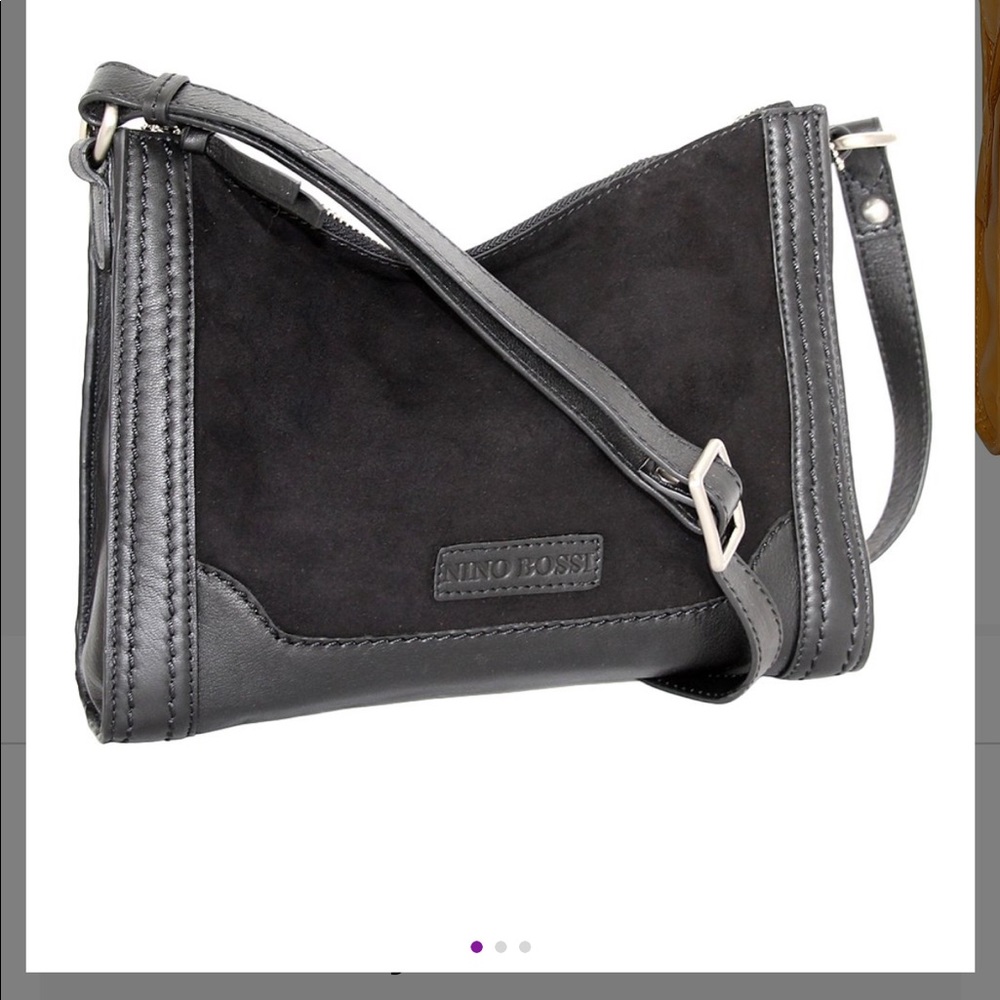 EUC Black Nino Bossi Black Leather Crossbody